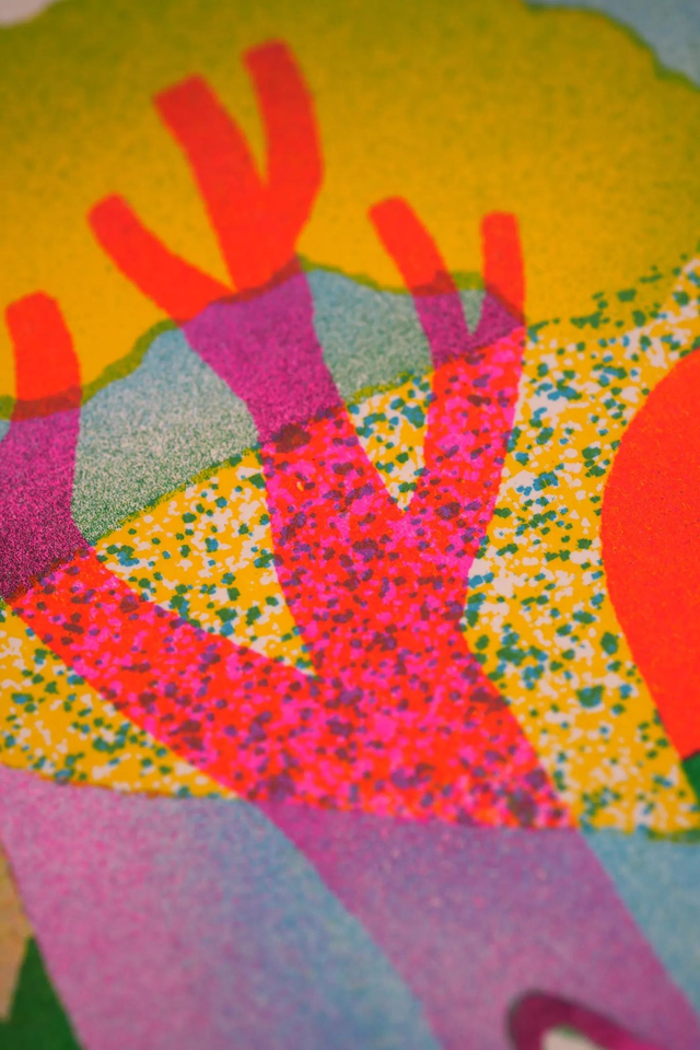 Skateboard Fox Cat Rabbit Bird 10x8 Risograph Wall Art