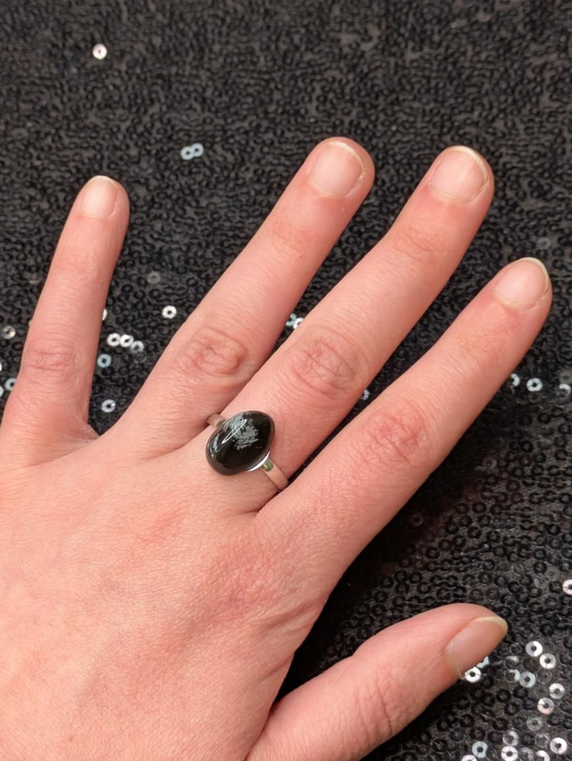 Bague obsidienne neige 