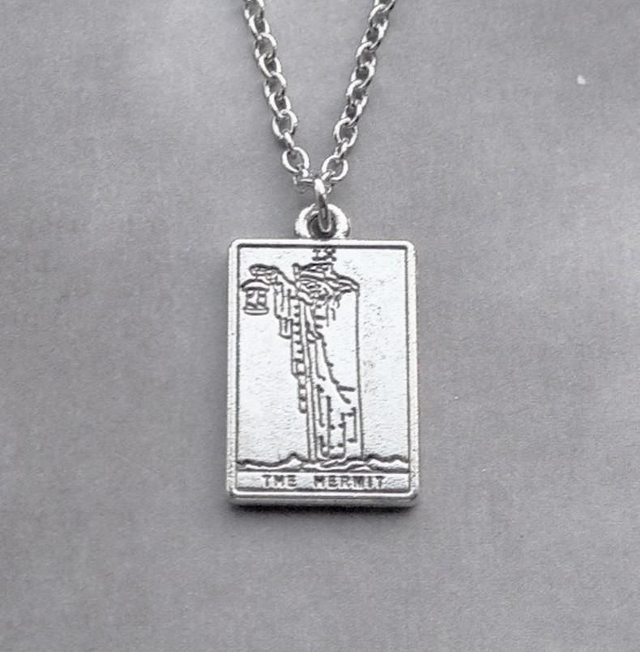 The Hermit Metal Tarot Card Necklace