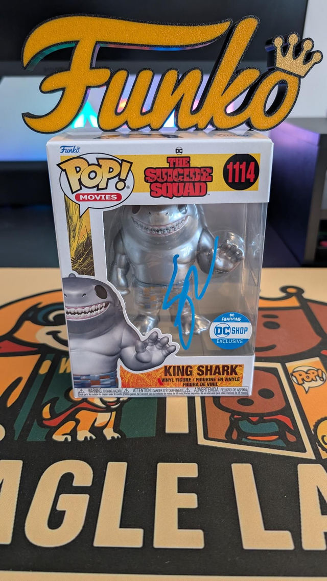 Funko Pop DC Suicide Squad King Shark 1114 Signed By Steve Agee with Beckett COA