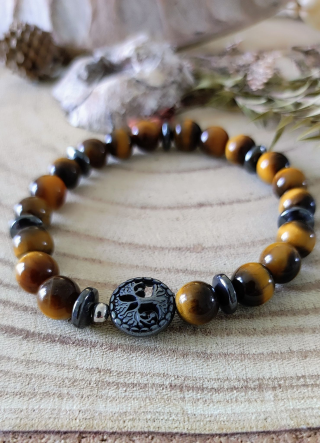 Bracelet homme Oeil de tigre "Protection et Force"