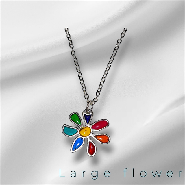 Large flower necklace multi colour