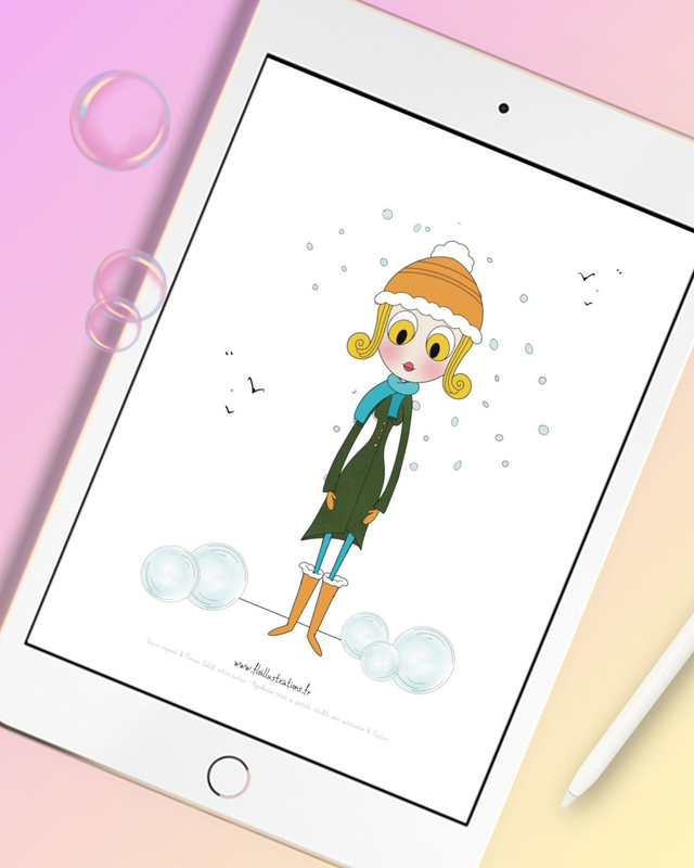 Jour de neige 2 - Personnage sous la neige prête pour une bataille de boules de neige