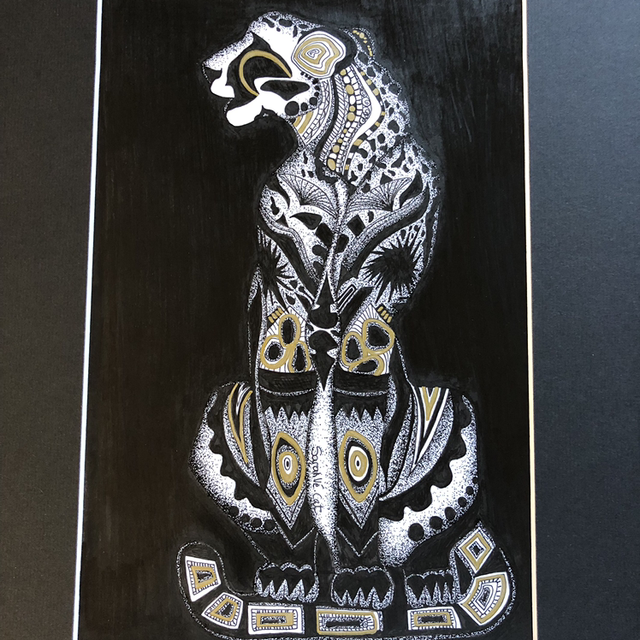 guépard - 33 x 43 cm - encadrement bois 