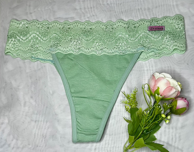 GREEN THONG COTTON PANTIES