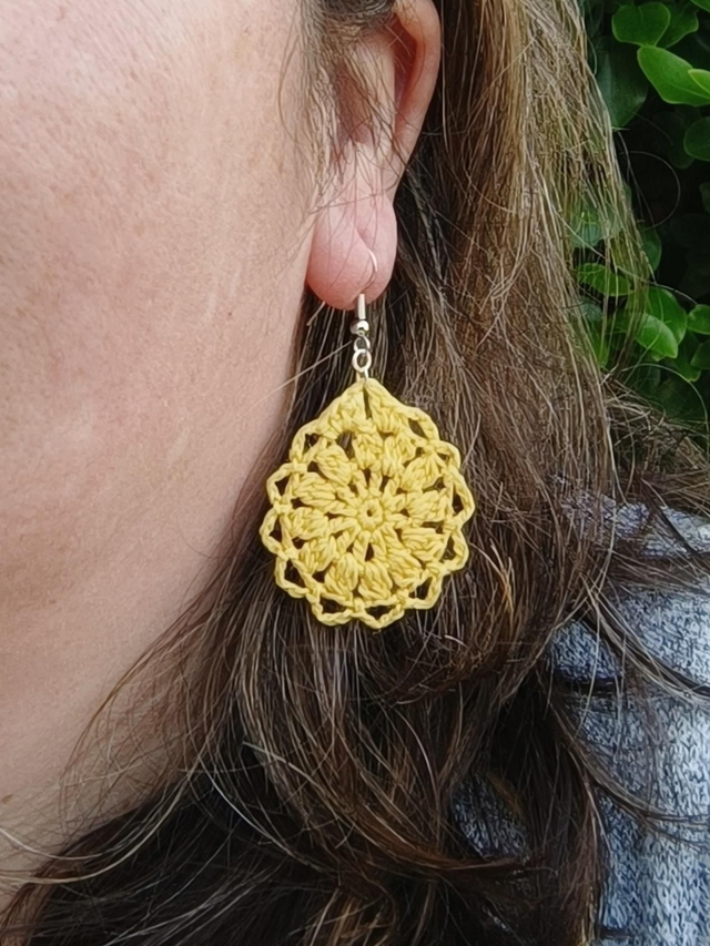 Boucles d'oreilles LUNA en  Micro-Crochet - fait main - en Coton perlé DMC