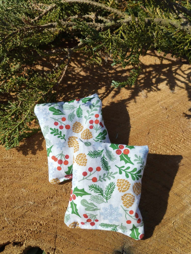 Bouillottes sèches de poche - motif Noël blanc