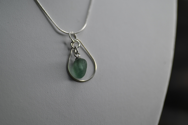Seafoam seaglass 925 silver necklace 