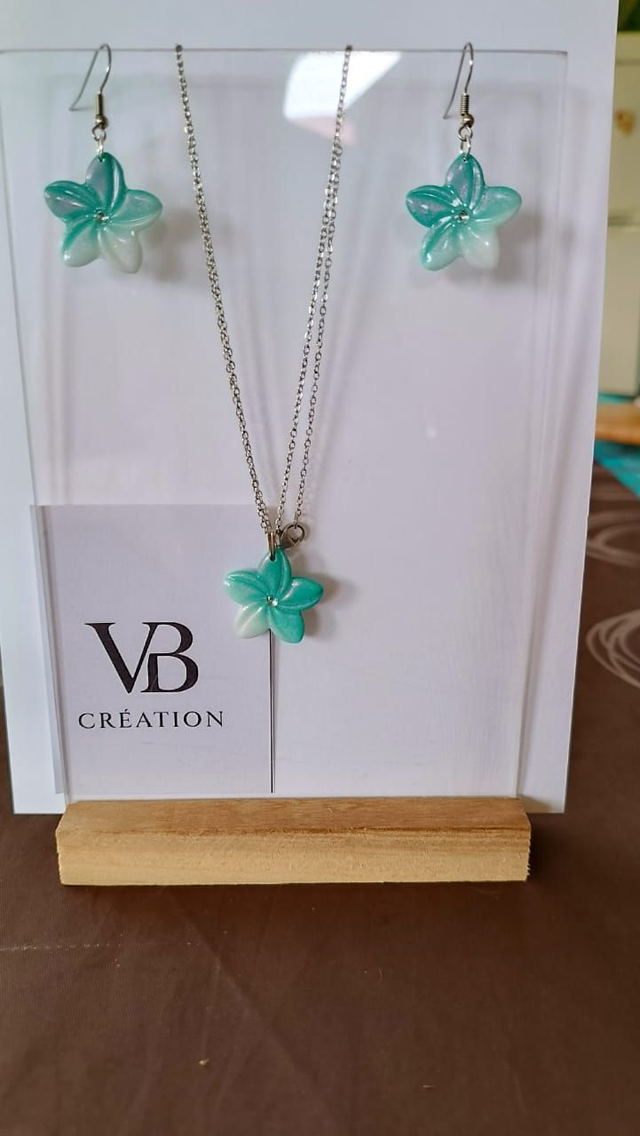 Parure Vaiana dégradées bleu-blanc