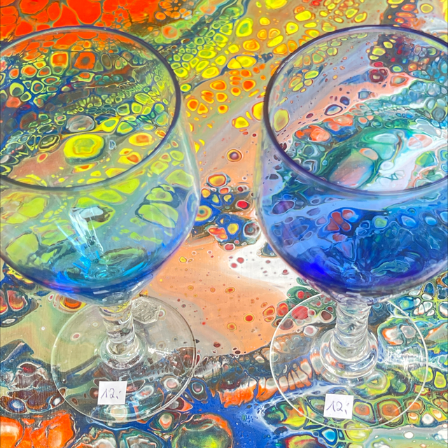 Blaue Gläser handblown  Murano 