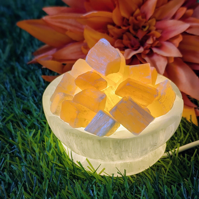 USB Selenite Fire Bowl Lamp