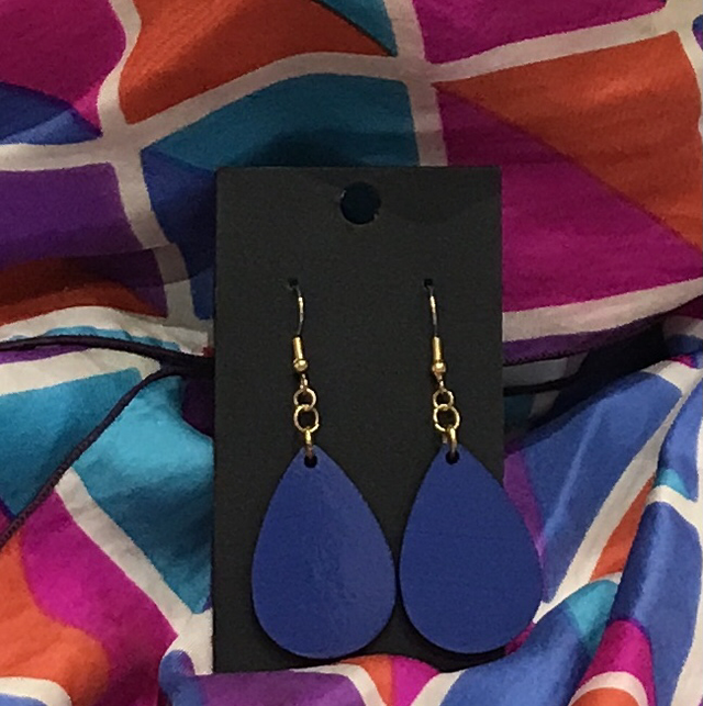 Blue Wood Dangling Earrings- SWDE11