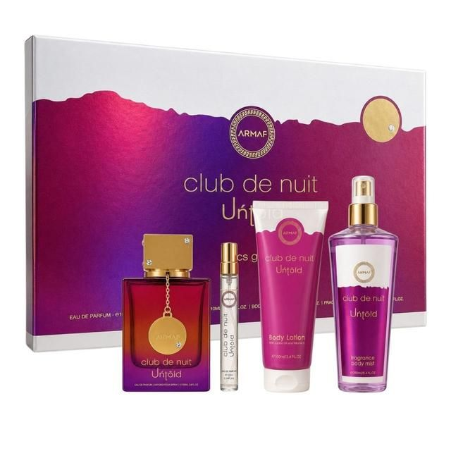Armaf Club De Nuit Untold 4 Piece Gift Set (3.6oz EDP, 3.4oz Lotion, 8.4oz Body Mist, Travel Spray)