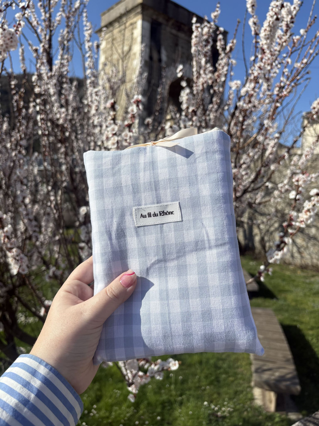 Pochette à livre - Vichy Bleu