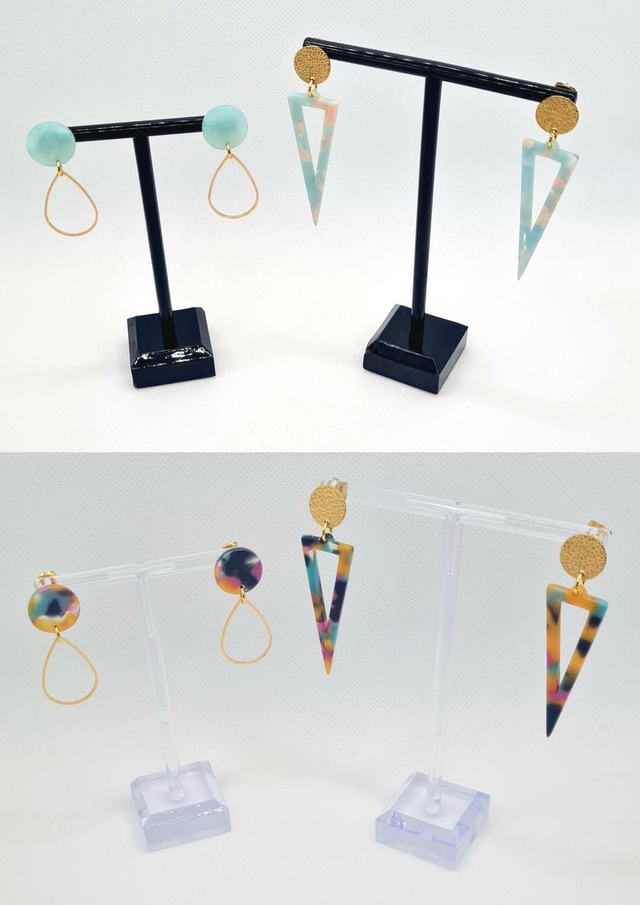 Clous d'oreilles en acier inoxydable et résine (4 modèles à choix)