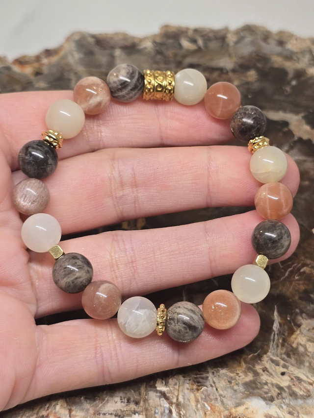 Bracelet Pierre de lune multicolore 1 cm