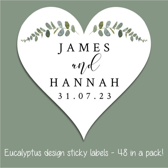 Heart shaped stickers - pack of 48 labels - perfect for favours, as envelope seals, for confetti cones etc 