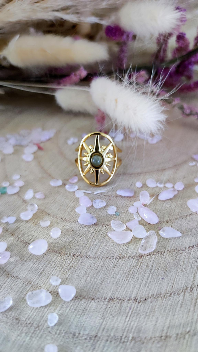 Bague Étoile Labradorite acier