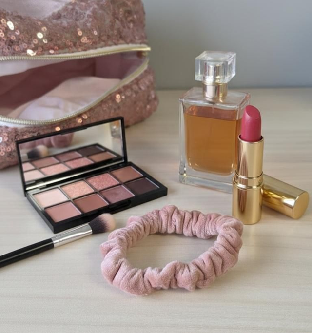 Chouchou fin velours rose