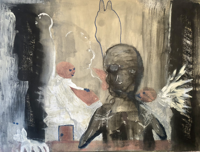 L’ange à la table - 36x48 - Technique Mixte