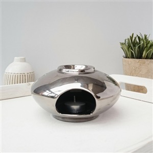 Ceramic Chrome Bowl Tea Light Burner