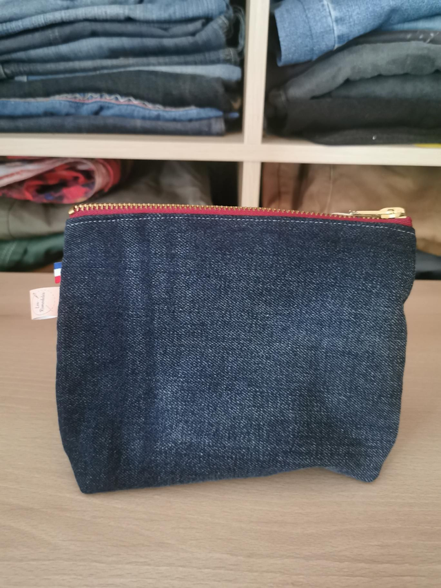 Trousse en tissu recyclé - 2 coeurs