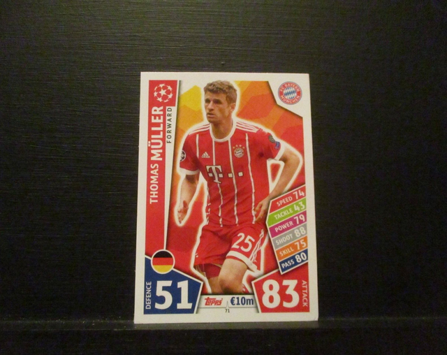 Thomas Muller - UEFA Champions League Match Attax 2017/18 Original Trading Card #71