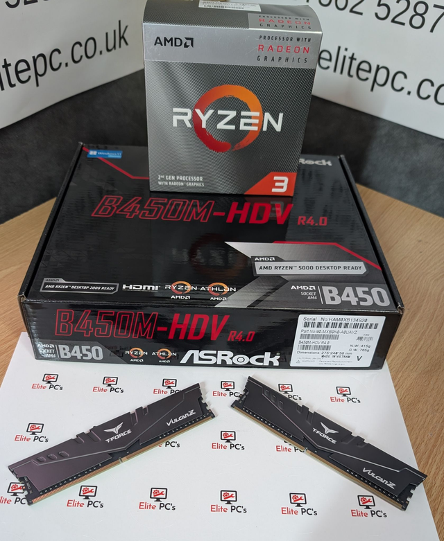 Combo Deal, Ryzen 3 3200G, ASRock B450M-HDV, 16GB T-Force Vulcan Z DDR4-3200 (2 x 8GB)