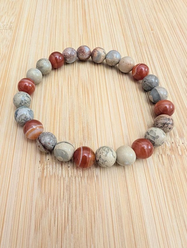 Jaspe impérial nature  et Agathe rouge 