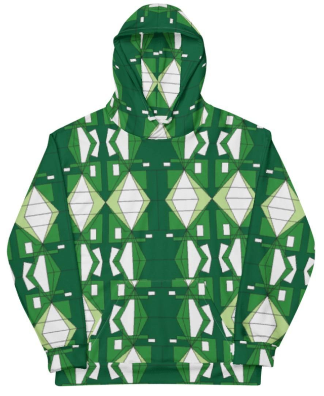 Pull à capuche vert/blanc