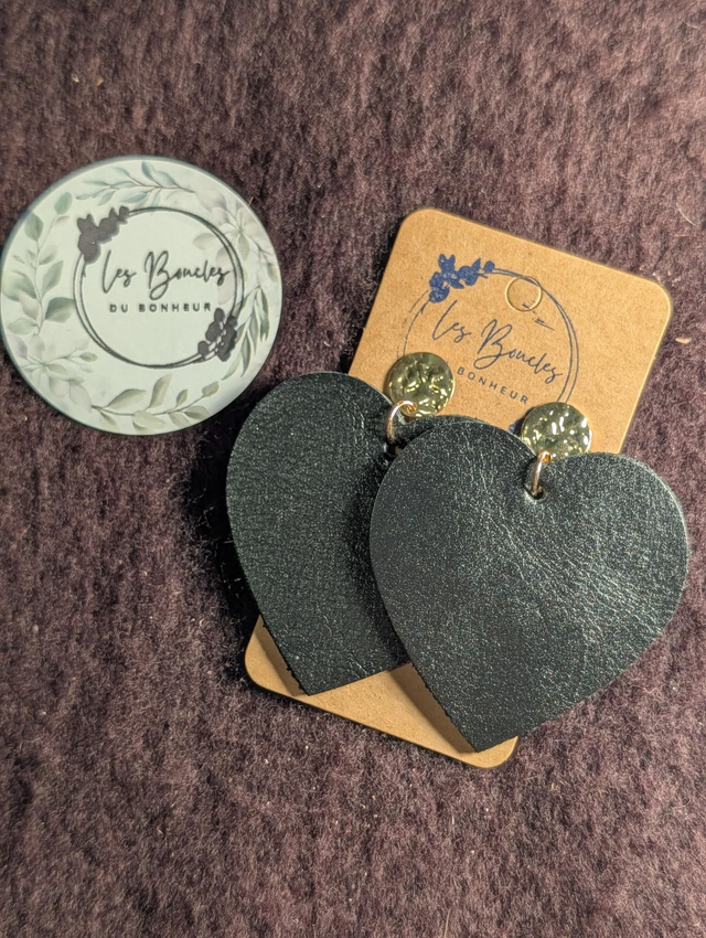 Boucles d'oreilles Coeur ❤️ noir c014