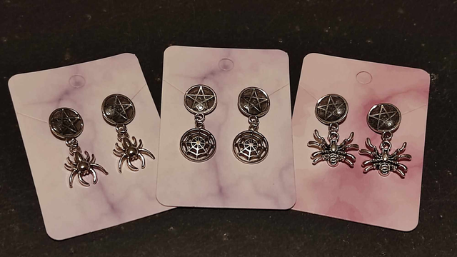 Halloween Stud Earrings Spider and Spiderweb
