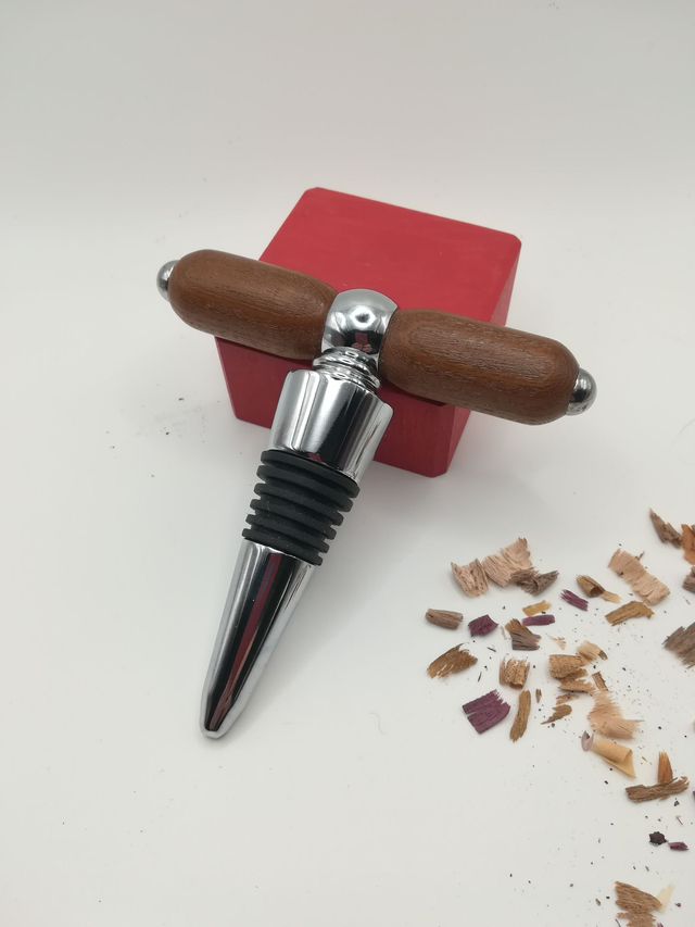 Duo tire-bouchon/bouchon de bouteille, manche en bois tourné à la main bois de murier