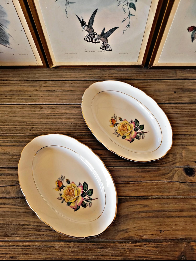 Raviers Gien Gardanne, roses couleur jaune (lot de 2)