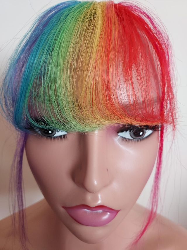 Clip in whispy rainbow bangs