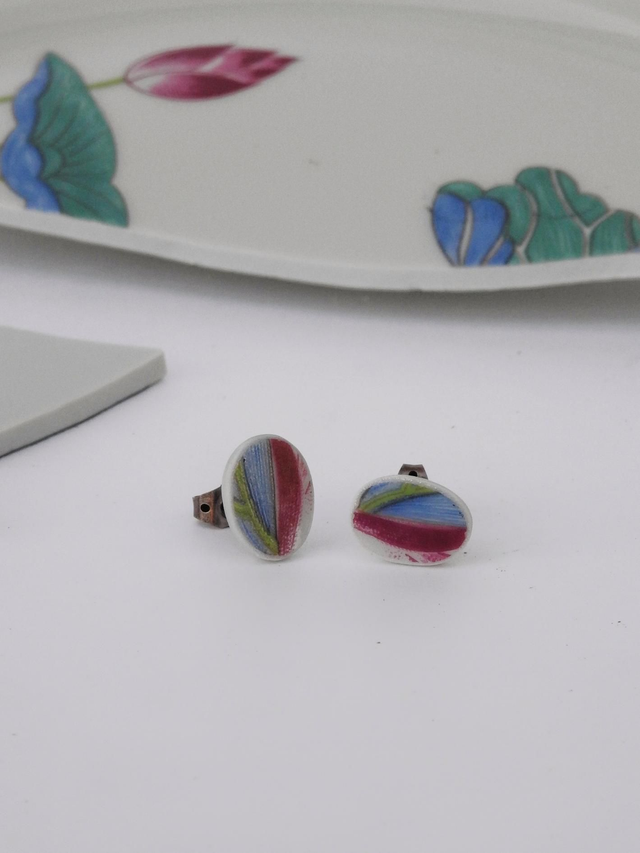 Boucles d'oreilles - porcelaine Charles Field Haviland - modèle Lotus no.7