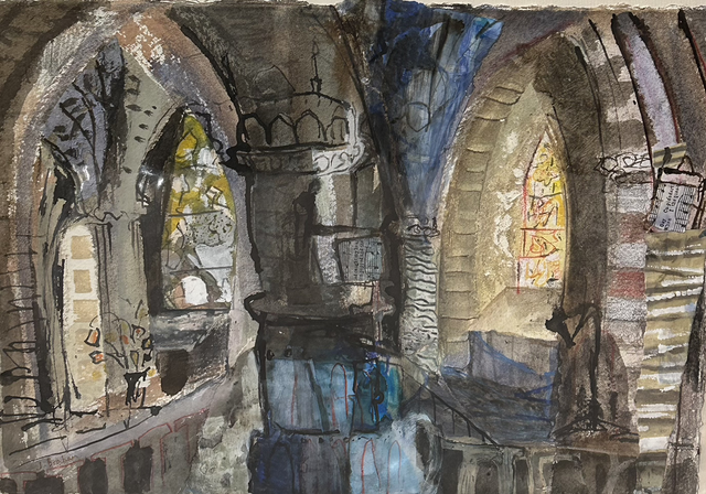 JuB26 Music in the Abbey (No V) by Julienne Braham,  Mixed media, Unframed