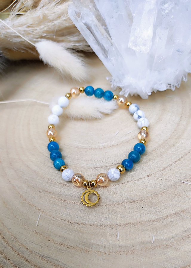 Bracelet Apatite et Howlite Lune