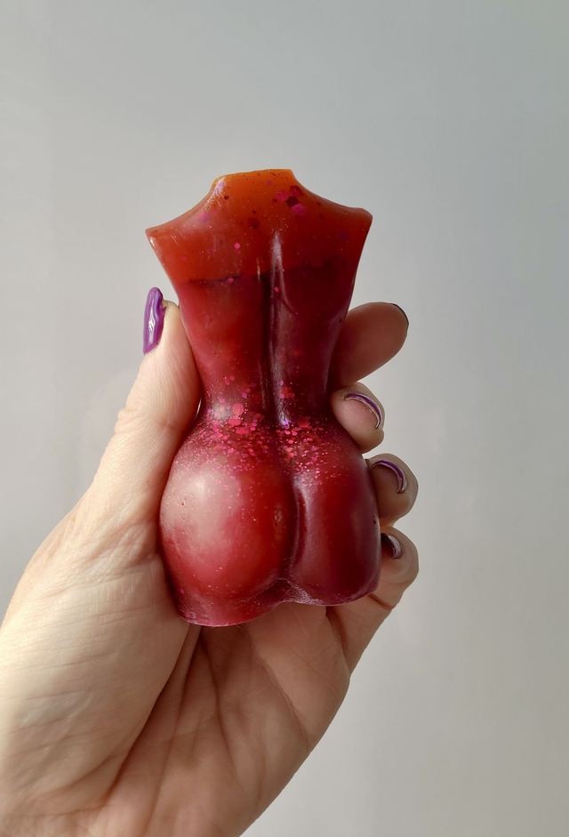 Female Body Ornament - Orange and Red Glitter