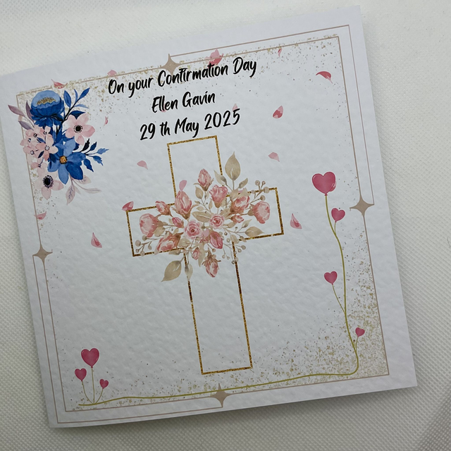Personalised Religious card. Beautiful cross design.