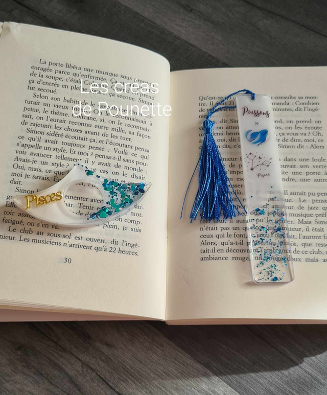 Marque-page astro "poissons" et sa bague de lecture
