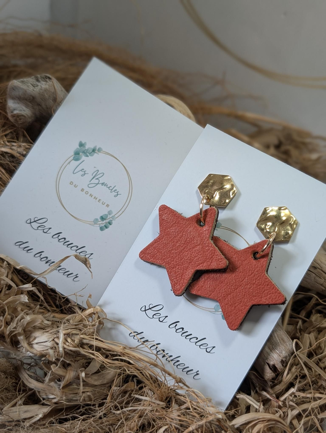 Boucles d&#039;oreilles Petite étoile orange st014