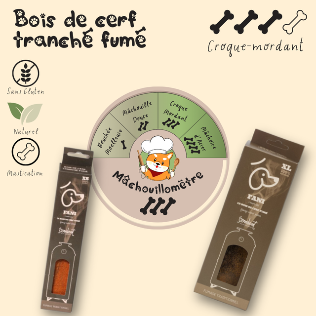 Bois de cerf tranché/biseauté fumé saveur jambon