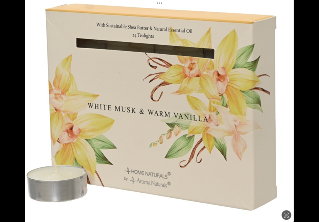 12 White Musk & Warm Vanilla Tea Lights