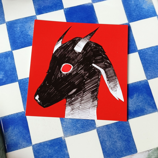 red goat - square print