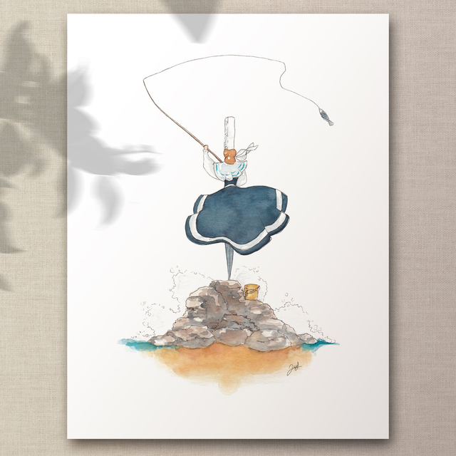 Affiche 30x40 - Bigoudène - La Pêche