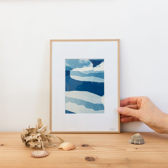 Nuages - Cyanotype sous verre - 18x24 cm