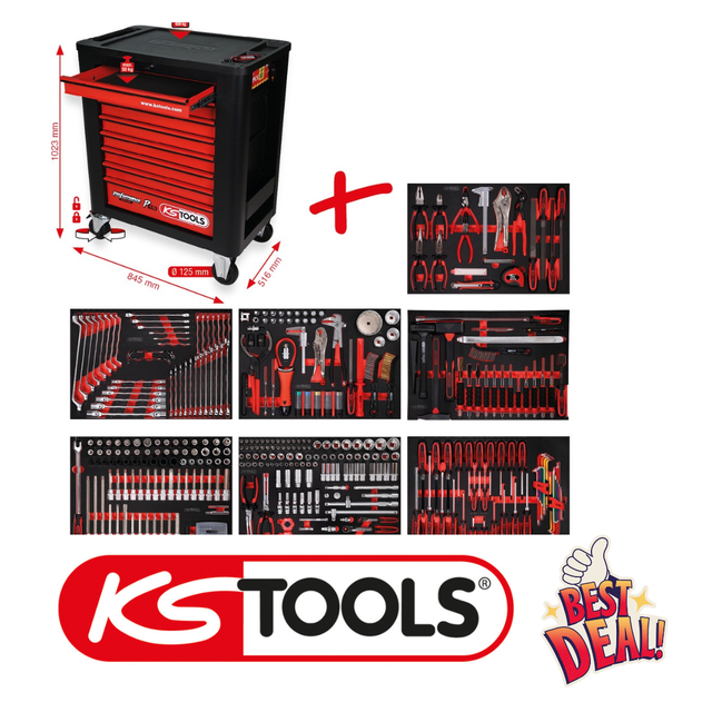 Performanceplus Werkstattwagen-Satz P15 mit 397 Werkzeugen für 7 Schubladen