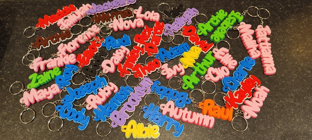 Personalised name keyring, name keyring, custom 3D printed keychain, 3D printed gifts, personalised accessories, Nova Printing keyrings, eco-friendly 3D print gifts
