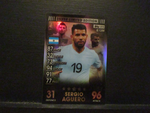 Sergio Aguero - Match Attax 101 Season 2018/19 Silver Limited Edition Original Trading Card